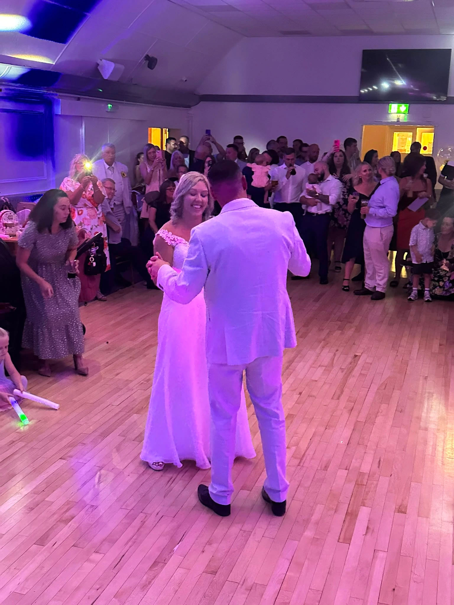 First dance in a village hall with the whole room watching