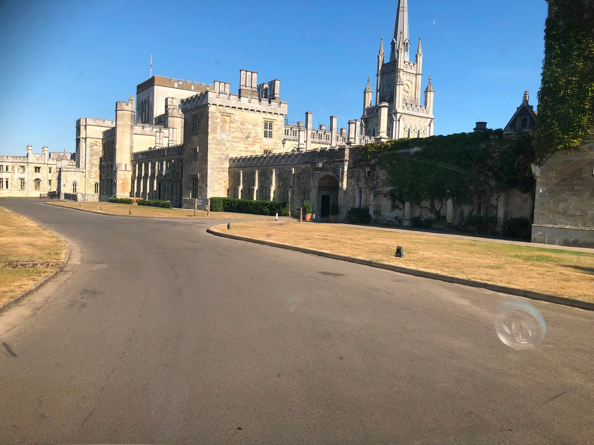 The approach to a stately home wedding venue