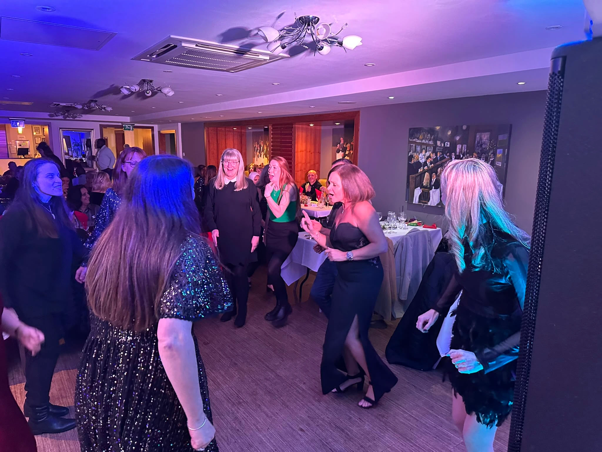 Guests in black tie dancing late into the evening