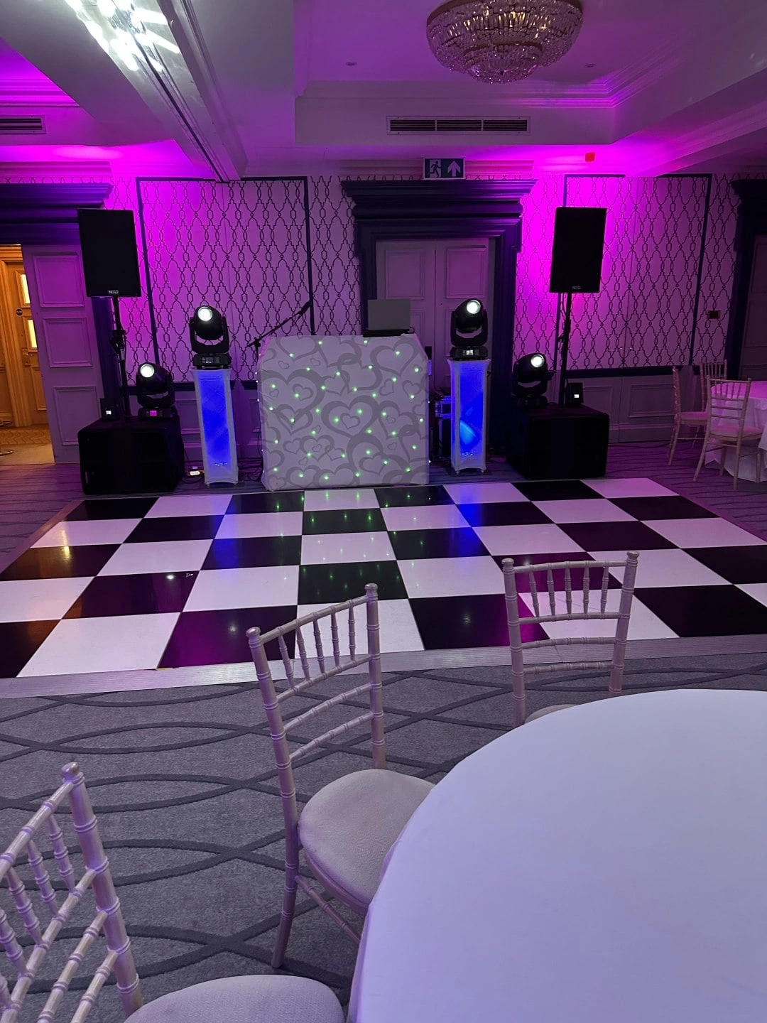 Party room dressed and lit ready for the evening