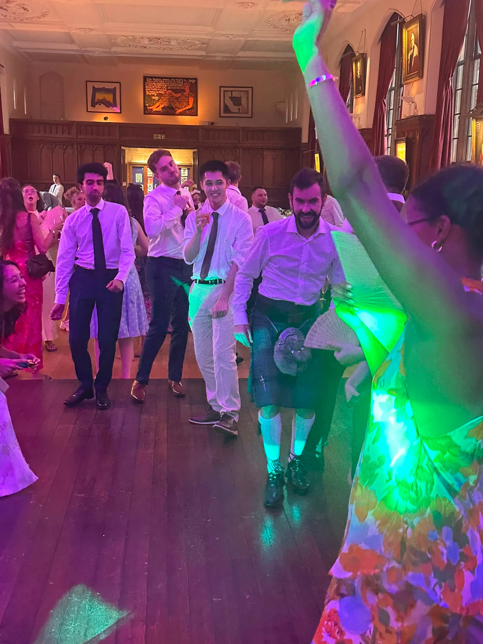 Guests in kilts and black tie taking over the floor