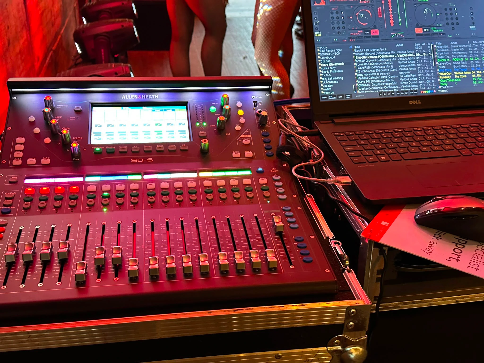 The mixing desk and laptop mid-set